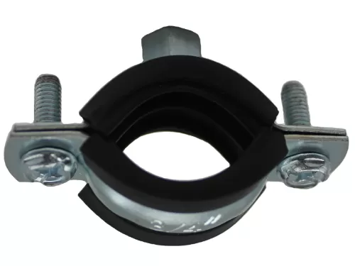Rubber lined two screw clip pipe clamp